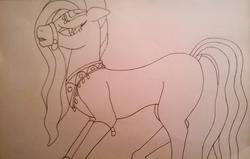 Size: 3048x1936 | Tagged: safe, artist:andrew.a., amira, saddle arabian, g4, monochrome, solo