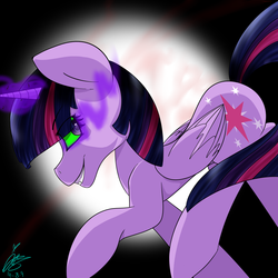 Size: 1600x1600 | Tagged: safe, artist:jaeasai, twilight sparkle, alicorn, pony, g4, corrupted, corrupted twilight sparkle, dark magic, female, magic, mare, solo, sombra eyes, twilight sparkle (alicorn)