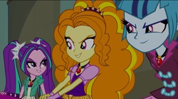 Size: 2048x1142 | Tagged: safe, screencap, adagio dazzle, aria blaze, sonata dusk, equestria girls, g4, my little pony equestria girls: rainbow rocks, evil smile, the dazzlings