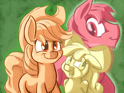 Size: 1000x750 | Tagged: safe, artist:heir-of-rick, apple bloom, applejack, big macintosh, earth pony, pony, daily apple pony, g4, apple siblings, male, smiling, stallion