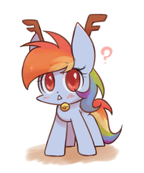 Size: 1000x1200 | Tagged: safe, artist:joycall6, rainbow dash, g4, antlers, bell, bell collar, collar, cute, dashabetes, female, solo