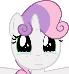 Size: 2048x2193 | Tagged: dead source, safe, sweetie belle, g4, bronybait, crying, cute, diasweetes, female, high res, hugs needed, simple background, solo, transparent background, vector