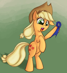 Size: 1587x1728 | Tagged: safe, artist:impcjcaesar, applejack, g4, blue ribbon, female, solo