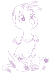 Size: 911x1307 | Tagged: safe, artist:cartoonlion, gilda, griffon, g4, baby, chickub, cute, egg, gildadorable, li'l gilda, monochrome