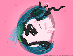 Size: 650x500 | Tagged: safe, artist:mixermike622, queen chrysalis, oc, oc:fluffle puff, tumblr:ask fluffle puff, g4, cuddling, eyes closed, sleeping, snuggling