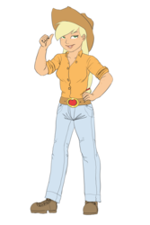 Size: 3800x5691 | Tagged: safe, artist:carnifex, applejack, human, g4, female, humanized, simple background, solo, transparent background