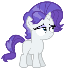 Size: 444x476 | Tagged: safe, artist:unoriginai, pony, unicorn, blank flank, cute, filly, offspring, parent:fancypants, parent:rarity, parents:raripants, simple background, unamused, white background