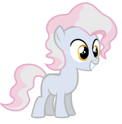 Size: 670x680 | Tagged: safe, artist:unoriginai, oc, oc only, oc:bubblegum, earth pony, pony, blank flank, colt, cute, male, offspring, parent:pinkie pie, parent:pokey pierce, parents:pokeypie, simple background, smiling, solo, white background