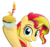 Size: 8045x7606 | Tagged: safe, artist:frogem, sunset shimmer, pony, unicorn, g4, absurd resolution, candle, cupcake, female, grin, newbie artist training grounds, solo