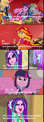 Size: 800x2212 | Tagged: safe, edit, edited screencap, screencap, applejack, aria blaze, fluttershy, rainbow dash, sunset shimmer, twilight sparkle, equestria girls, g4, ariaditz, dragon ball, dragonball z abridged, ponied up, screencap comic, sleeveless, twilight sparkle (alicorn)