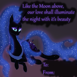 Size: 1280x1280 | Tagged: safe, artist:azurek, nightmare moon, g4, female, grammar error, nicemare moon, solo, valentine