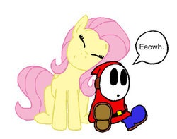 Size: 400x315 | Tagged: safe, artist:chocend, fluttershy, shy guy, g4, crossover, cute, super mario bros.