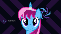 Size: 1920x1080 | Tagged: safe, artist:parclytaxel, oc, oc only, oc:parcly taxel, pony, unicorn, .svg available, cutie mark, horn, horn ring, logo, looking at you, smiling, solo, vector, wallpaper