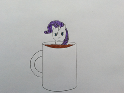 Size: 2592x1936 | Tagged: safe, artist:epicalaxy master, rarity, pony, g4, cup of pony, female, hot chocolate, marshmallow, micro, mug, rarity is a marshmallow, solo, traditional art