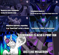 Size: 960x907 | Tagged: safe, dj pon-3, vinyl scratch, g4, official, advertisement, brony megatron, commercial, megatron, soundscratch, soundwave, transformers, transformers prime