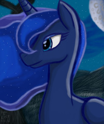 Size: 2380x2849 | Tagged: safe, artist:renegade-157, princess luna, g4, female, high res, moon, night, solo