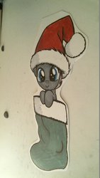 Size: 670x1191 | Tagged: safe, artist:drawponies, oc, oc only, oc:brimstone, christmas, christmas stocking, sketch, solo