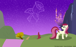 Size: 1600x1000 | Tagged: safe, artist:stuart mcallister, roseluck, earth pony, pony, g4, canterlot, constellation, female, looking up, mare, night, night sky, rose, sky, solo, stars