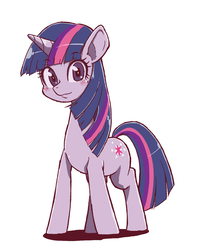 Size: 1500x1900 | Tagged: safe, artist:nazonazopowerfu, twilight sparkle, pony, unicorn, g4, blushing, cute, female, looking at you, mare, pixiv, simple background, smiling, solo, twiabetes, white background