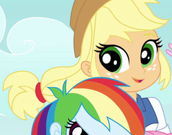 Size: 661x521 | Tagged: safe, screencap, applejack, rainbow dash, equestria girls, g4, female, outfit catalog, young, younger