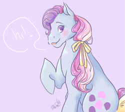 Size: 657x585 | Tagged: safe, artist:poniesart, sweet stuff, g1, cute, female, raised hoof, solo, sweet sweet stuff