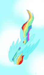 Size: 600x1024 | Tagged: safe, artist:cute_pinkie7, rainbow dash, pegasus, pony, g4, falling, female, freefall, sky, solo, tail, windswept mane, windswept tail