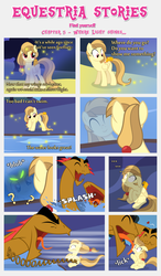 Size: 1800x3090 | Tagged: safe, artist:estories, oc, oc only, oc:alice goldenfeather, oc:comet, firefly (insect), hydra, insect, pegasus, phoenix, pony, comic:find yourself, g4, comic, glowing, glowing eyes, multiple heads