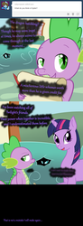 Size: 1280x3483 | Tagged: safe, artist:azurek, nightmare moon, spike, twilight sparkle, ask princess moon, g4, comic