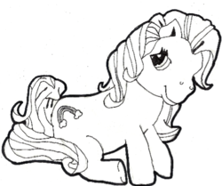 Size: 500x418 | Tagged: safe, artist:shayshaymonster, rainbow dash, rainbow dash (g3), g3, g4, female, monochrome, solo