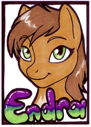 Size: 521x725 | Tagged: safe, artist:pinkle, oc, oc only, oc:endra, pony, badge, con badge, female, mare