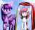 Size: 2200x1900 | Tagged: safe, artist:benjik, twilight sparkle, oc, oc:phoe, alicorn, pony, g4, blushing, female, magic, mare, mirror, newbie artist training grounds, twilight sparkle (alicorn)