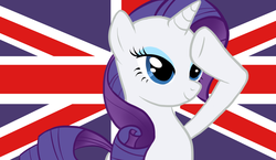 Size: 979x566 | Tagged: safe, rarity, g4, salute, solo, union jack