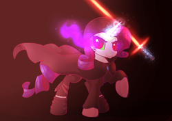 Size: 3504x2480 | Tagged: safe, artist:dangercloseart, artist:novabytes, rarity, g4, collaboration, crossguard lightsaber, crossover, dark magic, high res, knights of ren, kylo ren, lightsaber, magic, sith, sithity, sombra eyes, star wars, star wars: the force awakens, weapon