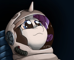 Size: 2000x1634 | Tagged: safe, artist:impcjcaesar, rarity, g4, astronaut, crying, female, interstellar, newbie artist training grounds, solo, spacesuit