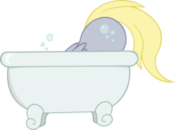 Size: 6000x4418 | Tagged: safe, artist:joey darkmeat, artist:slb94, derpy hooves, pegasus, pony, g4, absurd resolution, ass up, bath, bathtub, blowing bubbles, bubble, bubble butt, butt, face down ass up, female, mare, plot, simple background, solo, transparent background, vector