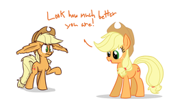 Size: 1280x759 | Tagged: safe, artist:heir-of-rick, applejack, daily apple pony, g4, comparison, ear fluff, impossibly large ears, self ponidox, style