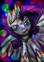 Size: 729x1032 | Tagged: safe, artist:futojijama, rarity, alicorn, pony, g4, alicornified, female, psychedelic, race swap, raricorn, solo