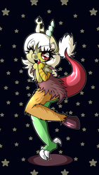 Size: 720x1280 | Tagged: safe, artist:panyang-panyang, discord, anthro, g4, eris, female, rule 63, solo, wink