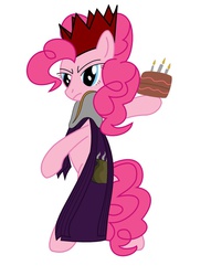 Size: 632x827 | Tagged: safe, artist:jffry890, pinkie pie, g4, angry, cape, clothes, crossover, female, hat, party hat, runescape, solo