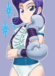 Size: 864x1185 | Tagged: safe, artist:pugilismx, rarity, human, g4, boxing, clothes, female, foxy boxing, humanized, leotard, panties, solo, underwear, white underwear