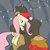 Size: 1000x1000 | Tagged: safe, artist:empyu, fluttershy, harry, bear, pony, g4, 45 minute art challenge, duo, eyes closed, fat, female, hat, holding a pony, honey, hug, larger male, legitimate bear hugs, mare, obese, physique difference, santa hat, size difference, skinny, smaller female, string lights, strong fat, thin