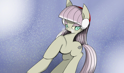 Size: 1649x968 | Tagged: safe, artist:skippy_the_moon, maud pie, g4, earmuffs, female, pixiv, solo, wrong cutie mark