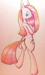 Size: 624x1024 | Tagged: safe, artist:91o42, pinkie pie, earth pony, pony, g4, bipedal, female, solo, traditional art