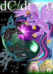 Size: 1984x2806 | Tagged: safe, artist:void heart, twilight sparkle, oc, alicorn, changeling, pony, g4, cover art, fanfic art, female, mare, twilight sparkle (alicorn), yin-yang