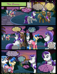 Size: 1165x1500 | Tagged: safe, artist:kitsuneyoukai, fancypants, rarity, sapphire shores, pony, unicorn, comic:a spike in confidence, g4, butt, comic, dialogue, explicit source, exterior, female, implied anus, male, mare, nudity, plot, stallion, talking
