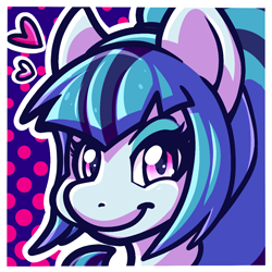 Size: 250x250 | Tagged: safe, artist:sweetsushi, sonata dusk, earth pony, pony, g4, bust, earth pony sonata dusk, equestria girls ponified, female, heart, looking at you, ponified, portrait, solo