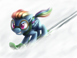 Size: 2300x1760 | Tagged: safe, artist:php177, rainbow dash, g4, female, goggles, skiing, skis, snow, solo