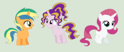 Size: 960x408 | Tagged: safe, artist:unoriginai, oc, oc only, magical lesbian spawn, offspring, parent:adagio dazzle, parent:aria blaze, parent:fluttershy, parent:oc:angie, parent:oc:micheal, parent:rarity, parents:dazzleblaze, parents:flarity, parents:oc x oc, simple background