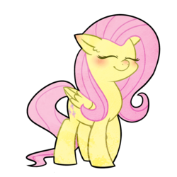 Size: 1500x1500 | Tagged: safe, artist:voraire, fluttershy, pegasus, pony, g4, blushing, cute, ear fluff, eyes closed, female, mare, shyabetes, simple background, smiling, solo, transparent background