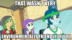 Size: 983x550 | Tagged: safe, screencap, captain planet, sandalwood, starlight, equestria girls, g4, my little pony equestria girls, background human, eco kid insults, image macro, meme